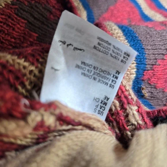 Sun Stone Cardigan Sweater Men Small Geometric Southwestern Aztec Shawl Collar